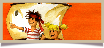 Kinderbuchillustration Piratenbuch