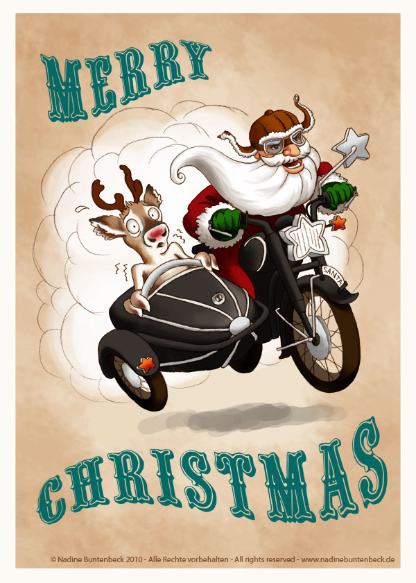 Santa Claus mit einem BMW R50 Gespann